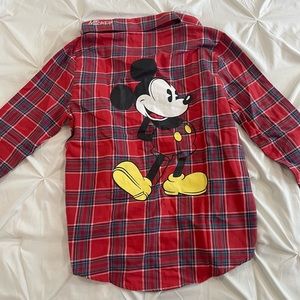 Red plaid Mickey Mouse shirt